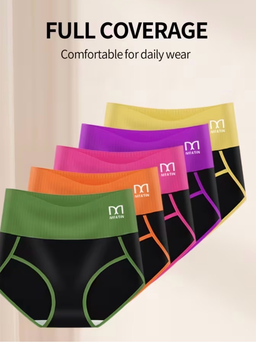 Men’s Full Coverage Briefs - Black with Green Trim